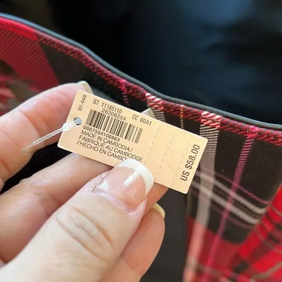 NWT Victorias Secret Red Black Novacheck Large Tote Bag - Picture 9 of 13